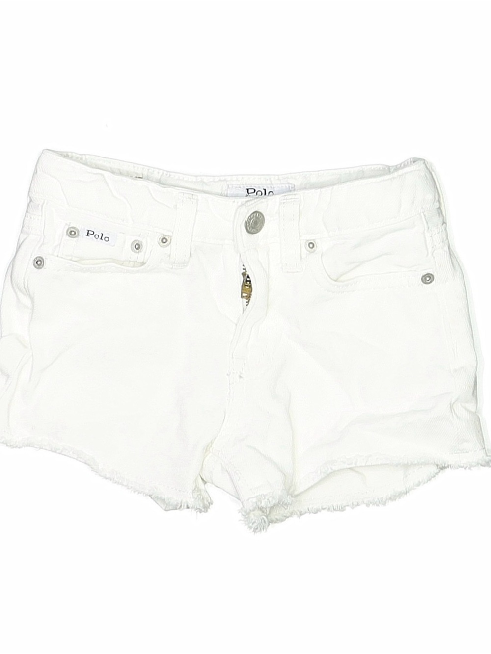Ralph Lauren White Denim Cutoff Shorts with Frayed Hem